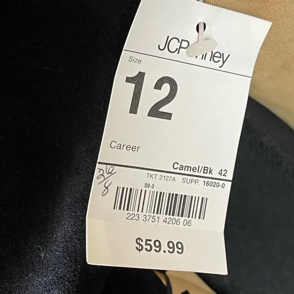 WORTHINGTON Women’s Size 12 Camel/Black‎ Full Zip Jacket With Shoulder Pads NWT - Picture 9 of 11